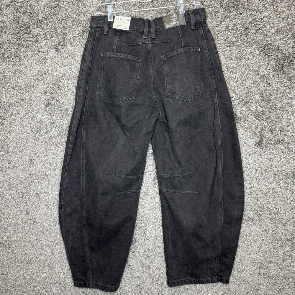WE THE FREE Good Luck Mid-Rise Barrel Jeans 26 Black Oversized - Picture 7 of 14